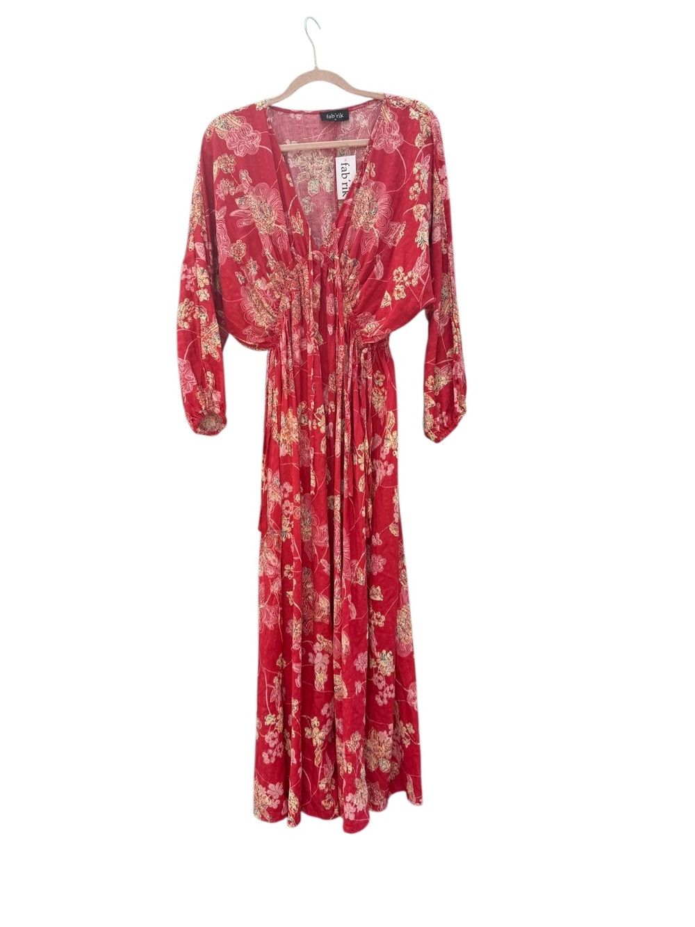 NWT Fab'rik Women’s Brenda Boho Floral Maxi Dress Size Medium